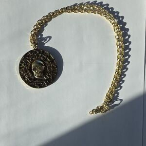 Gold Skull Pendant Necklace